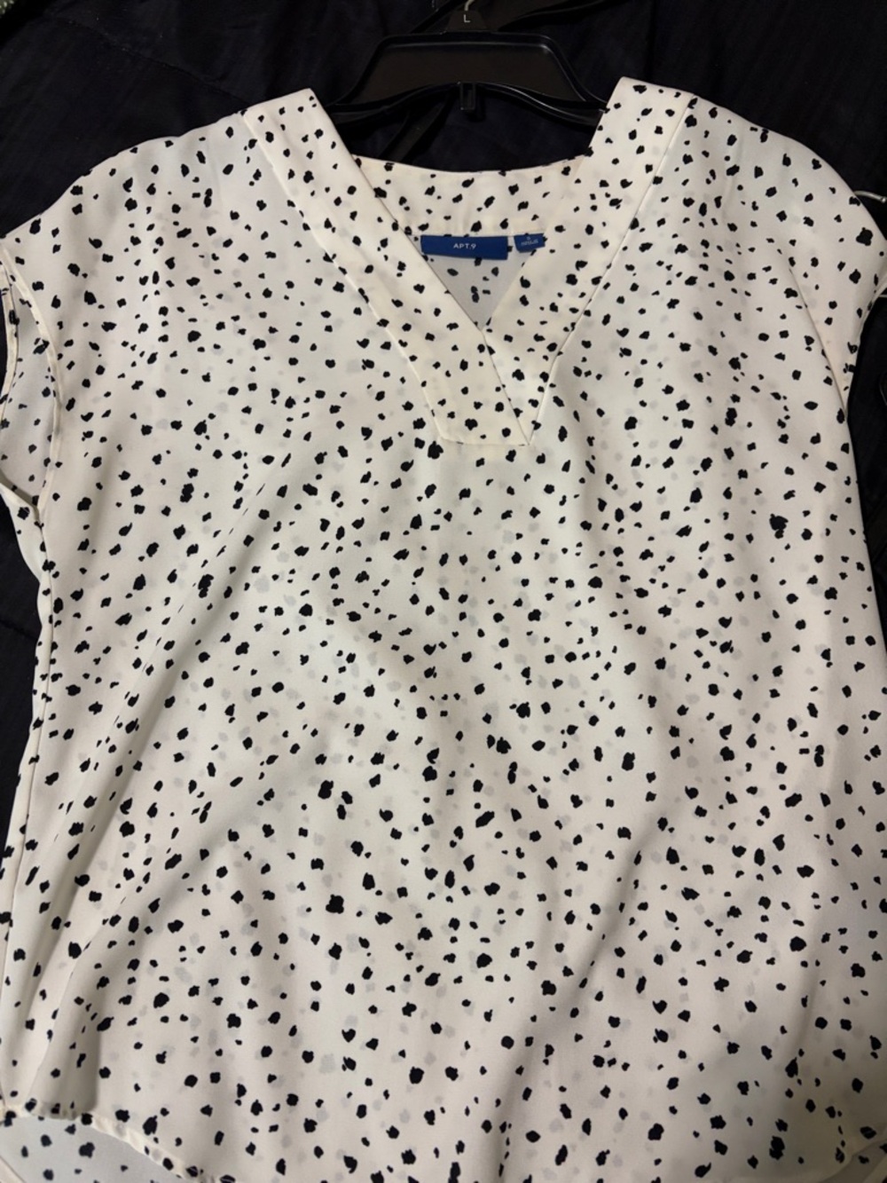 Apt. 9 Black Spot Print Cream Top